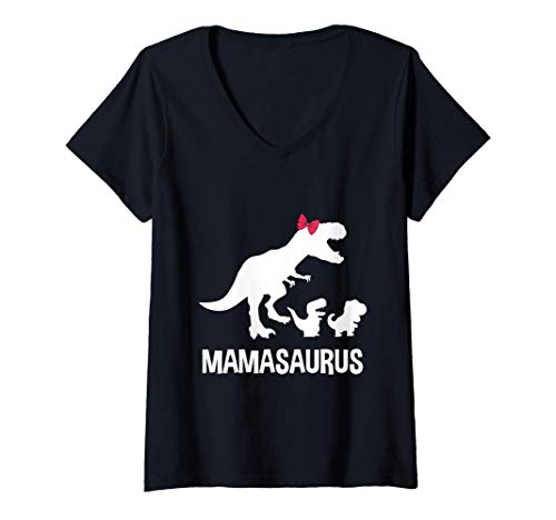 Damen Mamasaurus - Dinosaurier Muttertag & Mutter Geschenk T-Shirt mit V-Ausschnitt Damen Mamasaurus - Dinosaurier Muttertag & Mutter Geschenk T-Shirt mit V-Ausschnitt von Mama & Muttertag Shirts