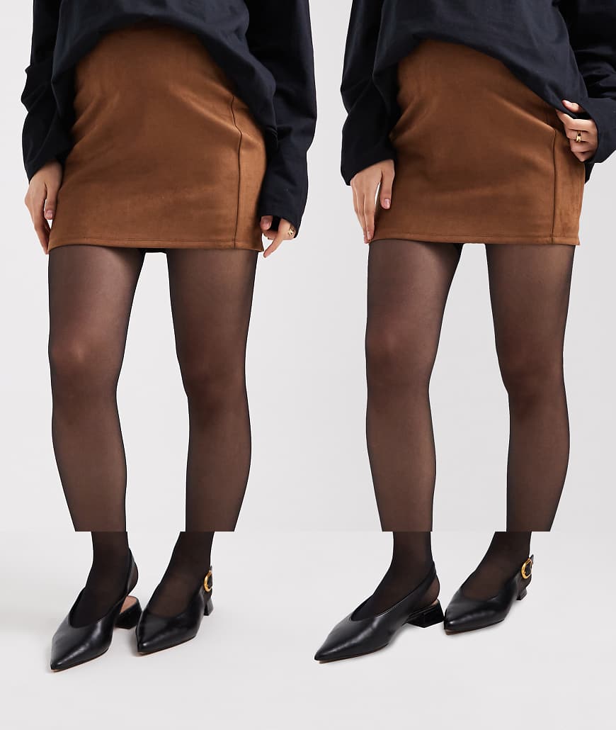 Mama. licious - 2er-Set Umstands-Strumpfhosen in Schwarz mit Stützfunktion für den Bauch, 30 DEN von Mama.licious