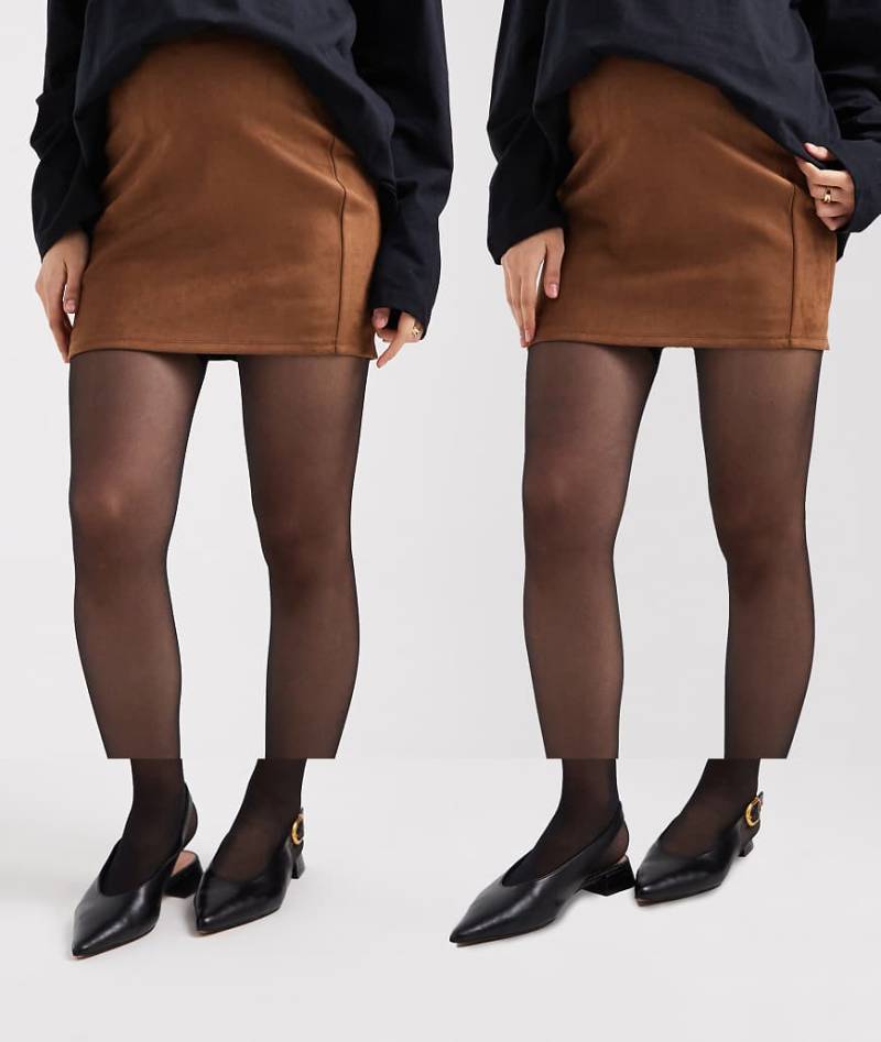 Mama. licious - 2er-Set Umstands-Strumpfhosen in Schwarz mit Stützfunktion für den Bauch, 30 DEN von Mama.licious