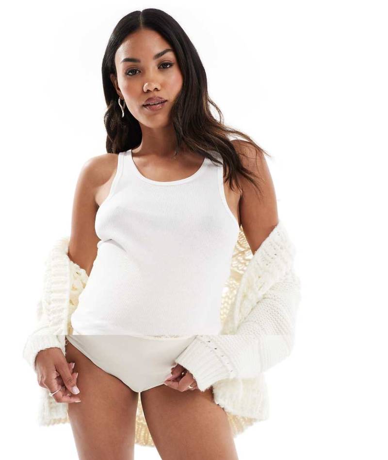 Mama. licious Maternity - 2er-Pack stützende Umstandsslips in Weiß mit Spitzenbesatz-Schwarz von Mama.licious