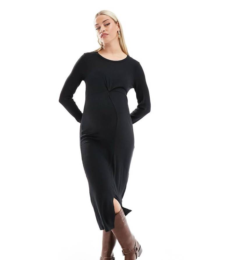 Mama. licious Maternity - Langärmliges Midikleid in Schwarz von Mama.licious