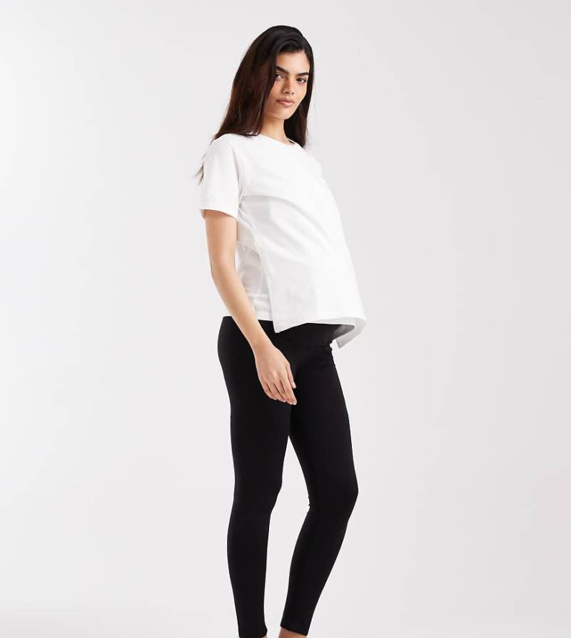 Mama. licious Maternity - Nahtlose Active-Umstandsleggings in Schwarz mit umschlagbarem Bund für nach der Schwangerschaft von Mama.licious