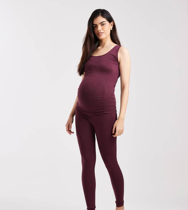 Mama. licious Maternity - Nahtlose Leggings in Burgunderrot, Kombiteil von Mama.licious