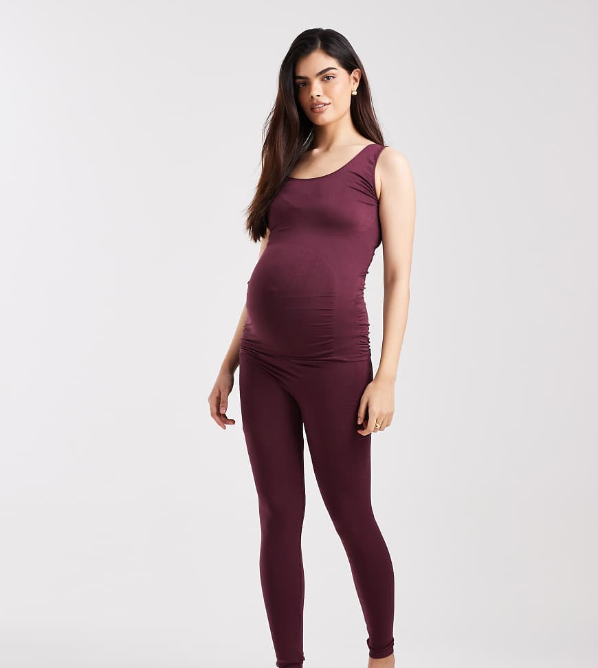 Mama. licious Maternity - Nahtlose Leggings in Burgunderrot, Kombiteil von Mama.licious
