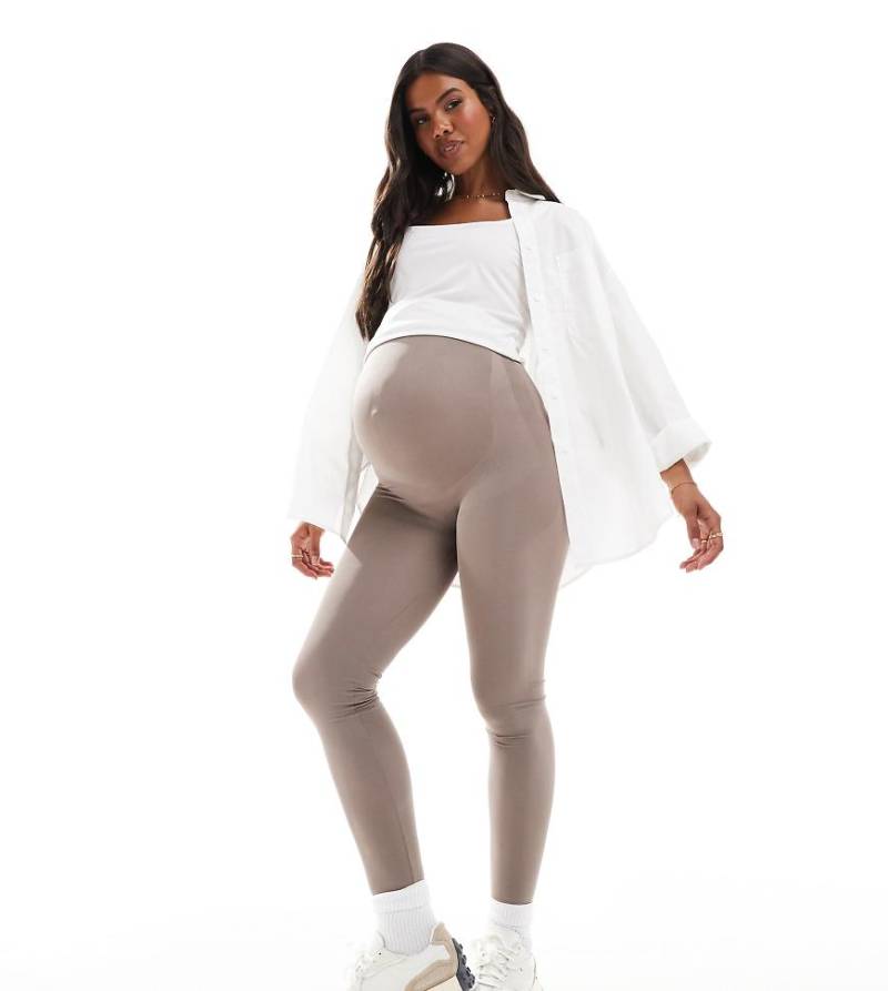 Mama. licious Maternity - Nahtlose Leggings in Taupe-Neutral von Mama.licious