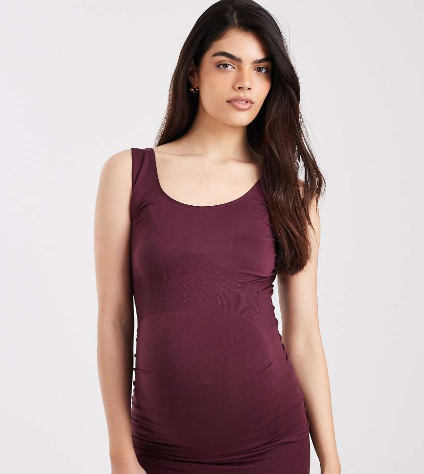 Mama. licious Maternity - Nahtloses Umstands-Trägertop in Burgunderrot, Kombiteil von Mama.licious