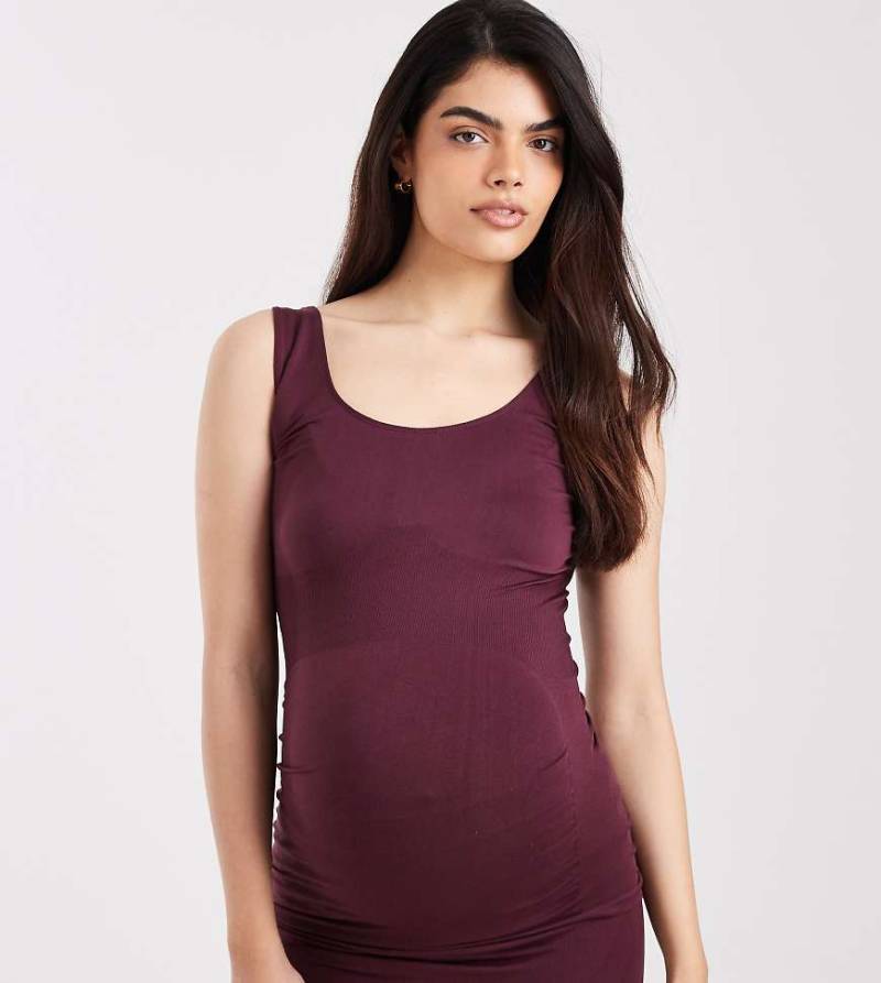 Mama. licious Maternity - Nahtloses Umstands-Trägertop in Burgunderrot, Kombiteil von Mama.licious