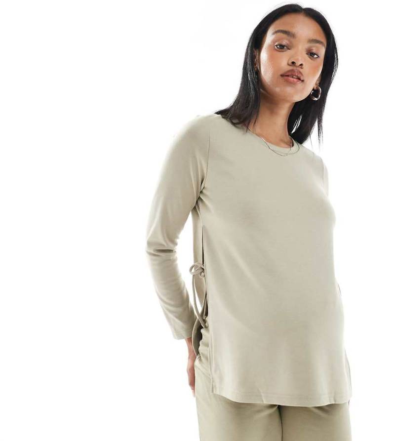 Mamalicious - Langärmliges Oberteil in Beige mit Seitenschlitz, Kombiteil-Neutral von Mama.licious