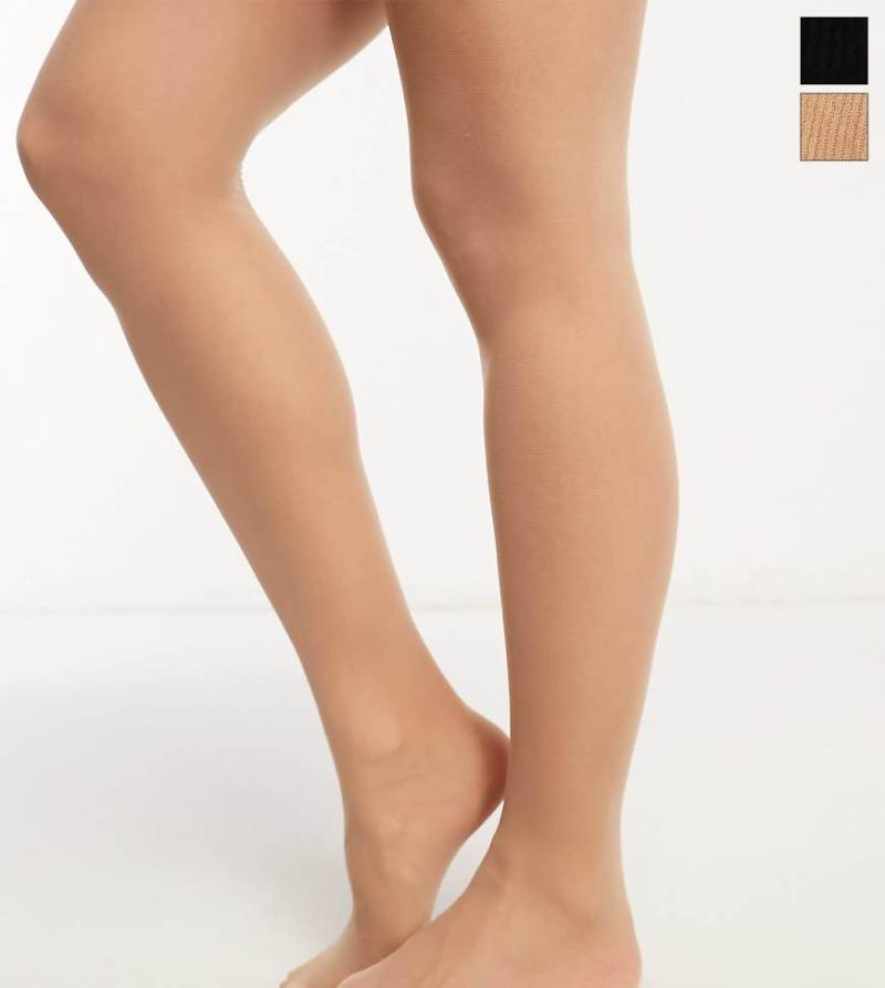 Mamalicious Maternity - 2er-Pack Strumpfhosen in transparentem Schwarz und Beige, 20 Denier von Mama.licious