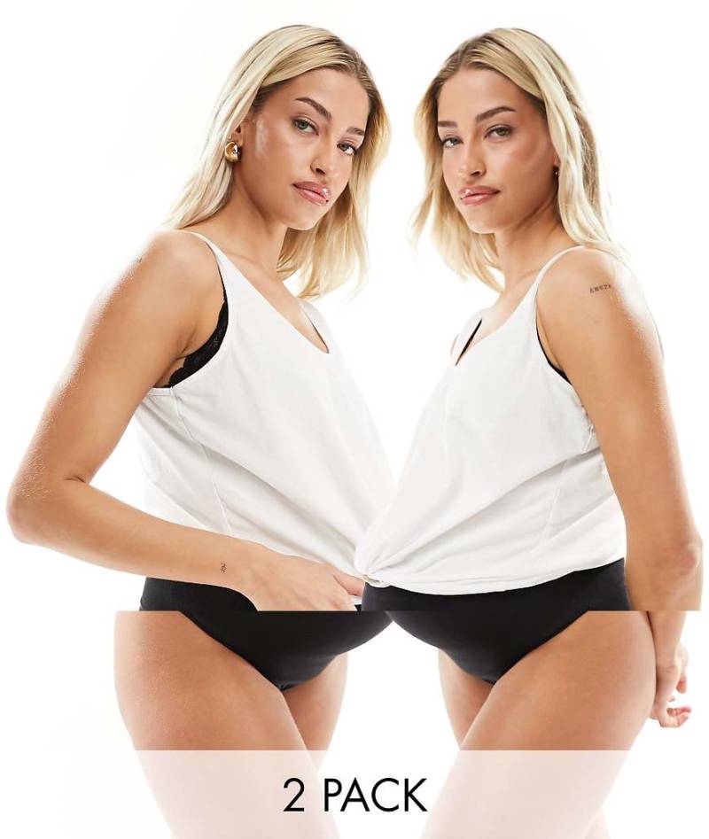 Mamalicious Maternity - 2er-Pack Tangas in Schwarz mit Überbauchbund von Mama.licious