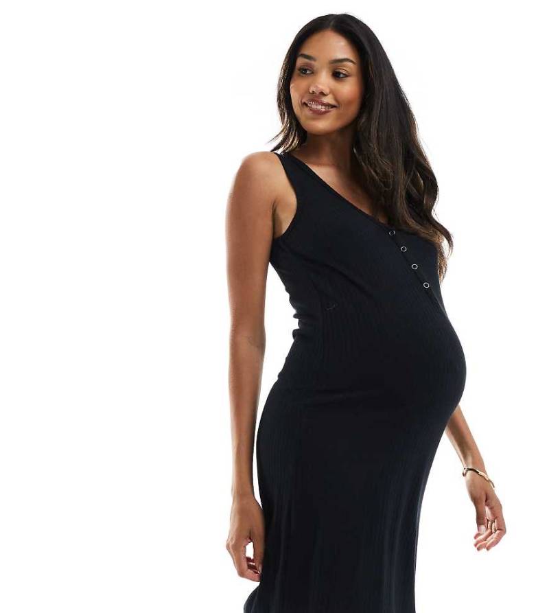 Mamalicious Maternity - Ärmelloses Nachthemd in Schwarz mit Stillfunktion von Mama.licious