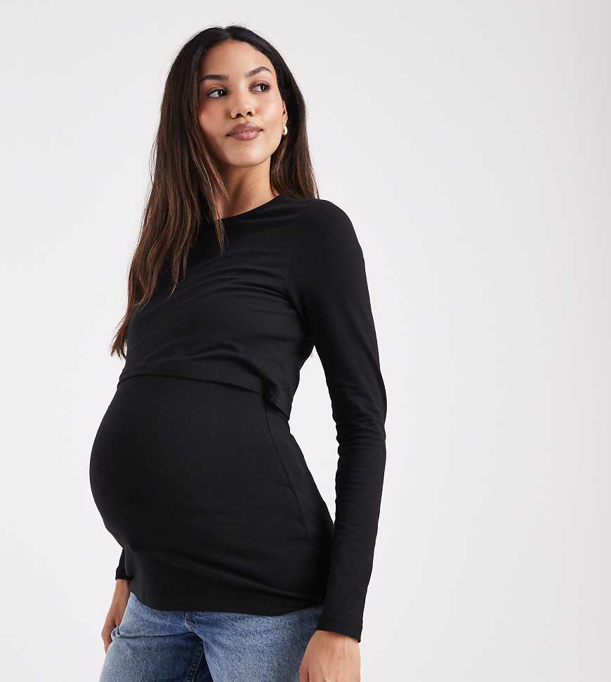 Mamalicious Maternity - Langärmliges Oberteil aus Jersey in Schwarz mit Stillfunktion von Mama.licious