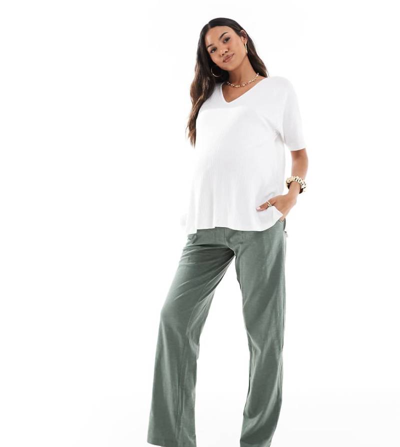 Mamalicious Maternity - Leichte Sommerhose in Khaki mit weitem Schnitt und Unterbauchbund-Grün Mamalicious Maternity - Leichte Sommerhose in Khaki mit weitem Schnitt und Unterbauchbund-Grün von Mama.licious