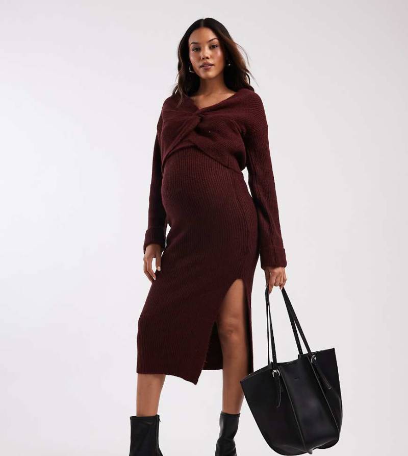 Mamalicious Maternity - Midi-Strickrock in Burgunderrot, Kombiteil von Mama.licious