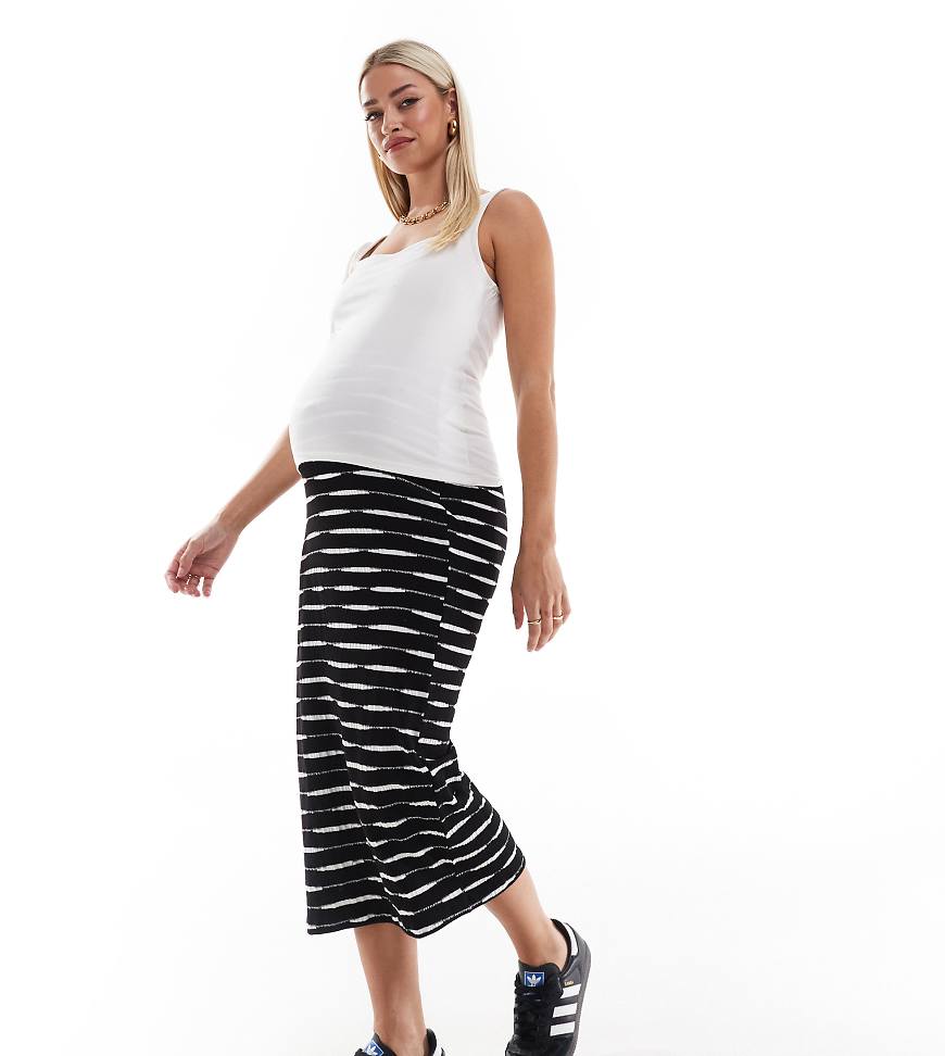 Mamalicious Maternity - Midi-Umstandsrock aus Jersey in Schwarz mit Space Dye Färbung Mamalicious Maternity - Midi-Umstandsrock aus Jersey in Schwarz mit Space Dye Färbung von Mama.licious
