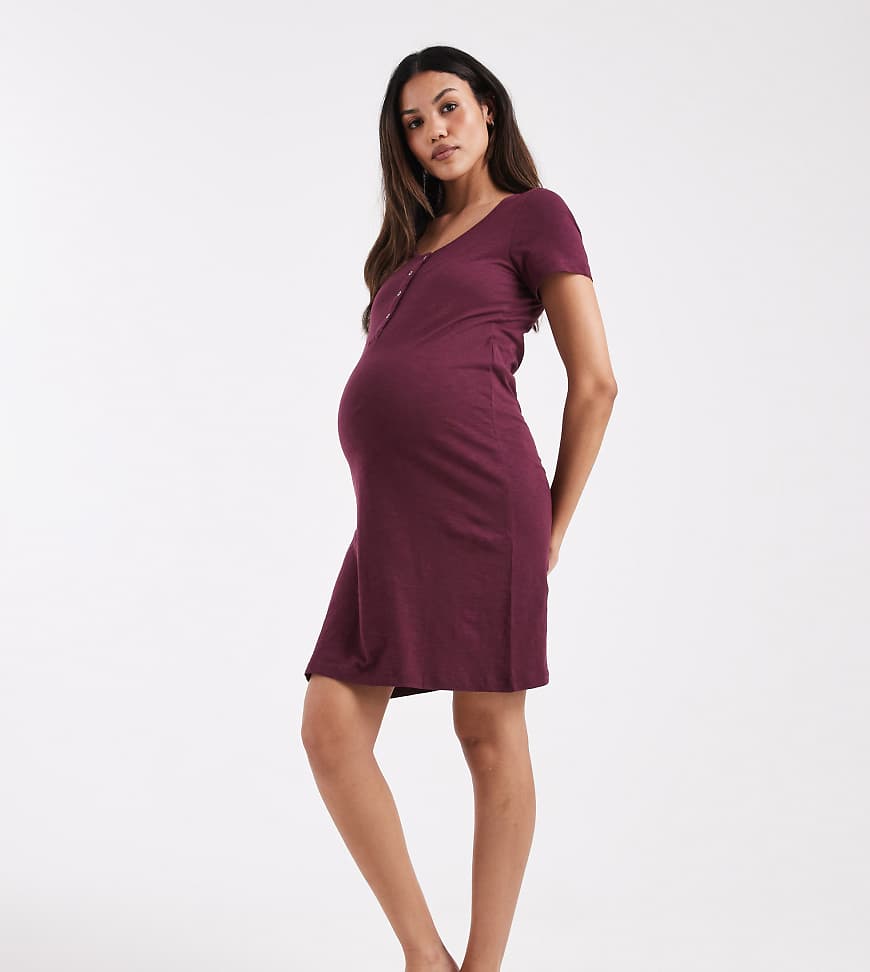 Mamalicious Maternity - Nachthemd in Burgunderrot mit Stillfunktion von Mama.licious