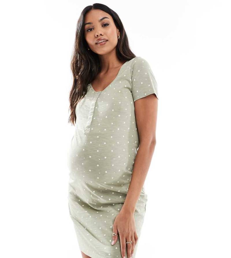 Mamalicious Maternity - Nachthemd in Salbeigrün mit Still-Funktion und Sternmuster Mamalicious Maternity - Nachthemd in Salbeigrün mit Still-Funktion und Sternmuster von Mama.licious