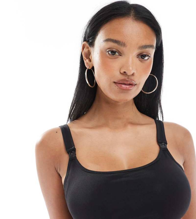 Mamalicious Maternity - Nahtloser Sport-BH in Schwarz mit Stillfunktion von Mama.licious