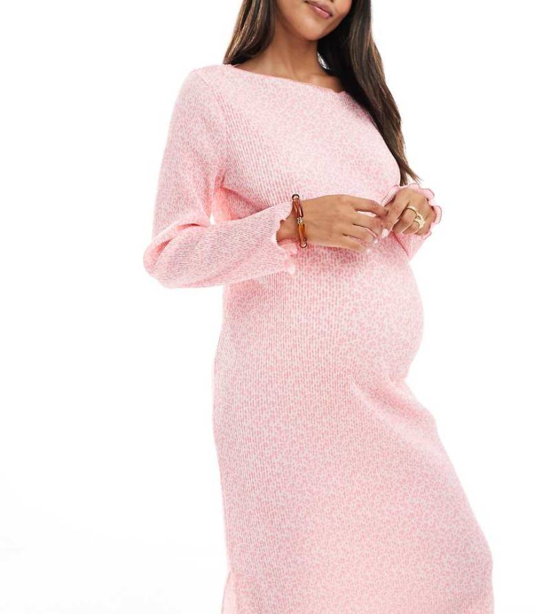 Mamalicious Maternity - Plissee-Midikleid mit rosa Blümchenmuster von Mama.licious