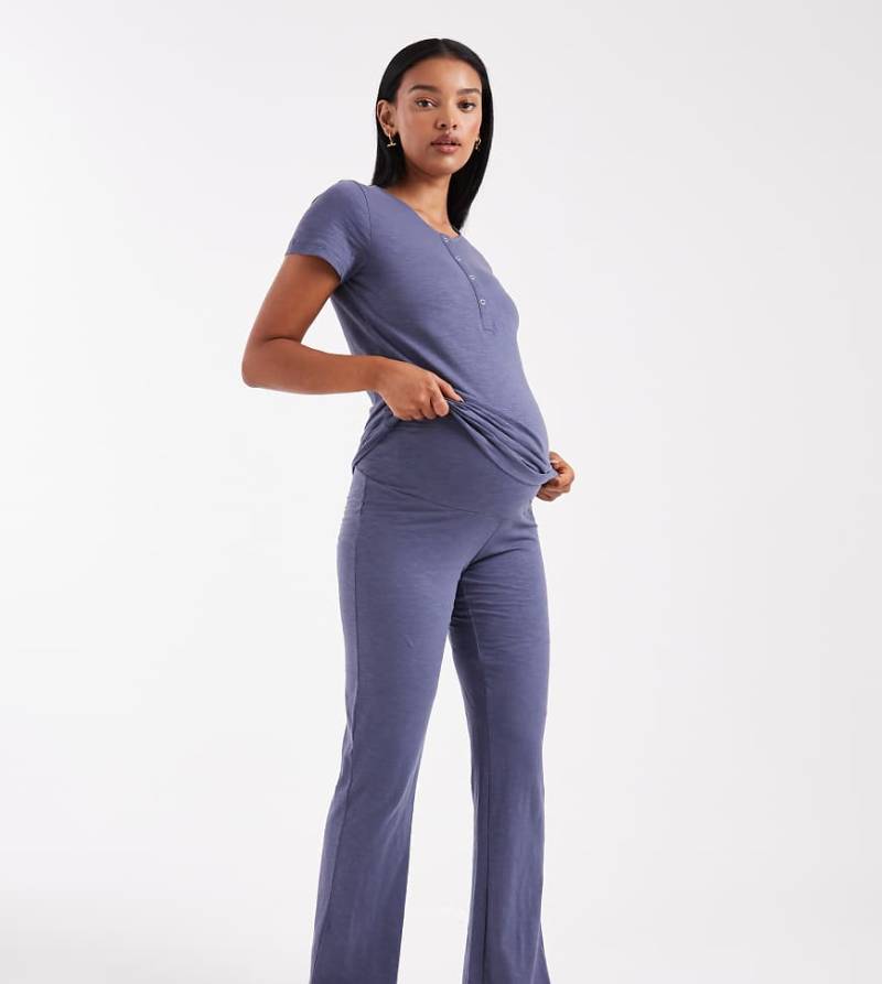 Mamalicious Maternity - Set aus Hose mit Überbauch-Bund und T-Shirt mit Stillfunktion, in Dunkelblau, Umstandsmode-Marineblau von Mama.licious
