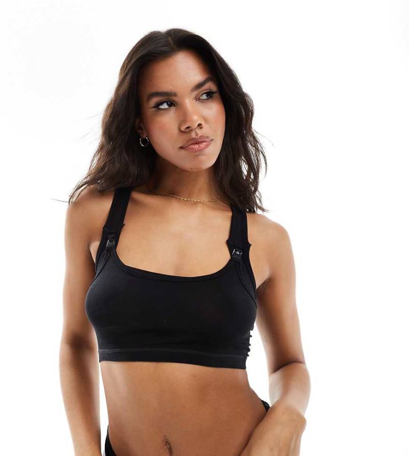 Mamalicious Maternity - Still-BH in Schwarz mit Racerneck-Design und doppelter Funktion von Mama.licious