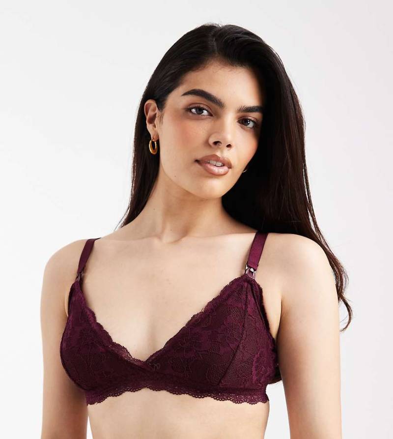 Mamalicious Maternity - Weiches Still-Bustier aus Spitze in Burgunderrot von Mama.licious