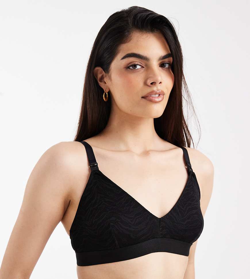 Mamalicious Maternity - Weiches Still-Bustier in Schwarz mit Zebramuster von Mama.licious