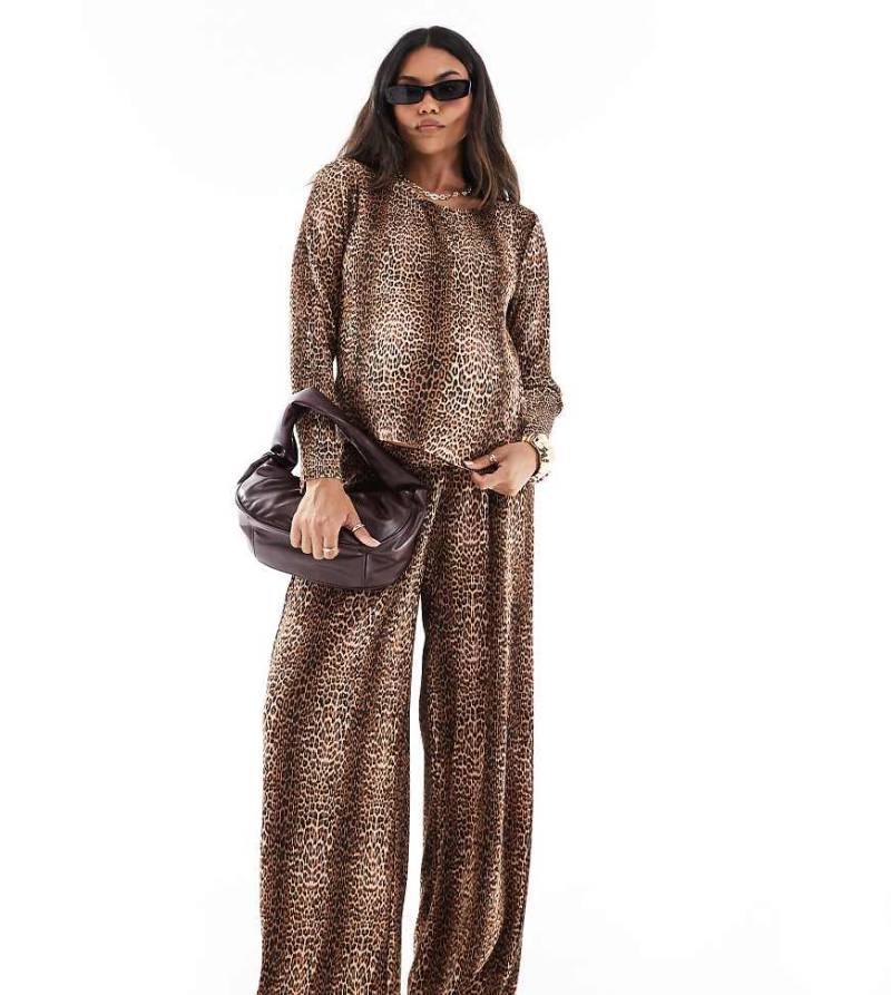 Mamalicious Maternity - Weit geschnittene Plissee-Hose mit Leopardenmuster, Kombiteil-Bunt von Mama.licious