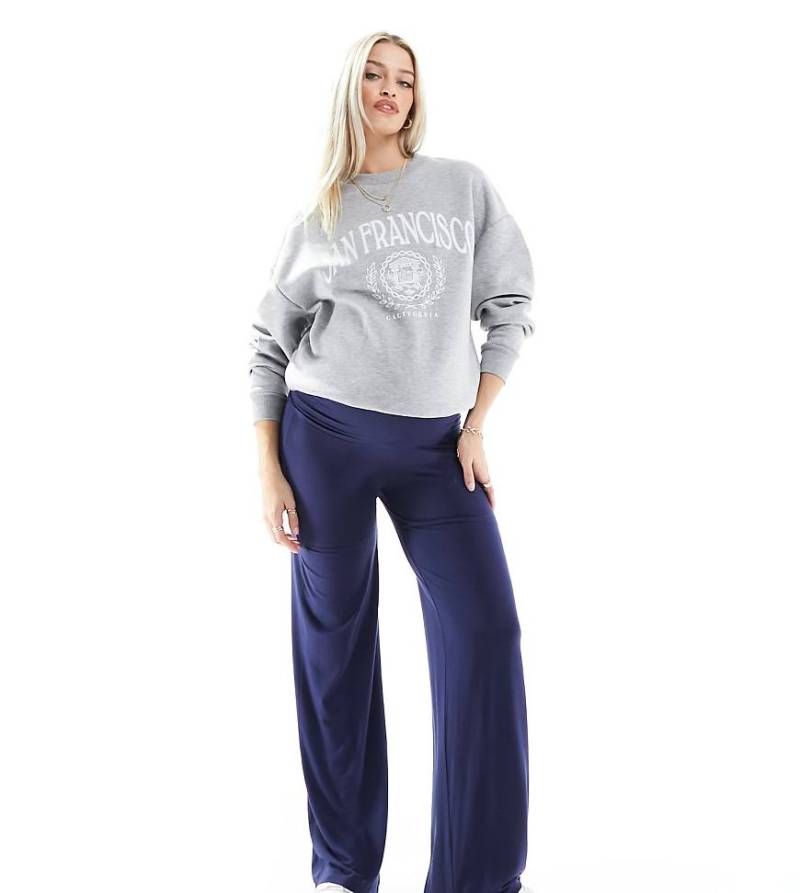 Mamalicious - Umstandsmode - Hose in Marineblau mit Überbauchbund und weitem Bein von Mama.licious