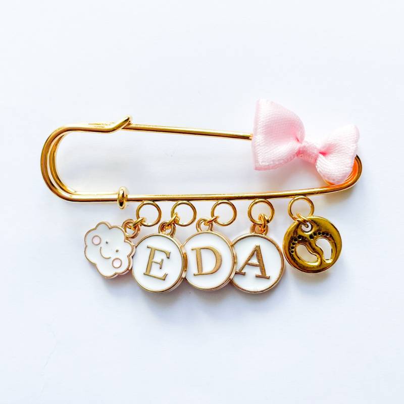 Anstecknadel Mit 5 Charms, Kinderwagen Pin, Baby Brosche, Mädchen, Junge, Babyshower, Zur Geburt, Personalisiertes Geschenk von MamaDoBlessings