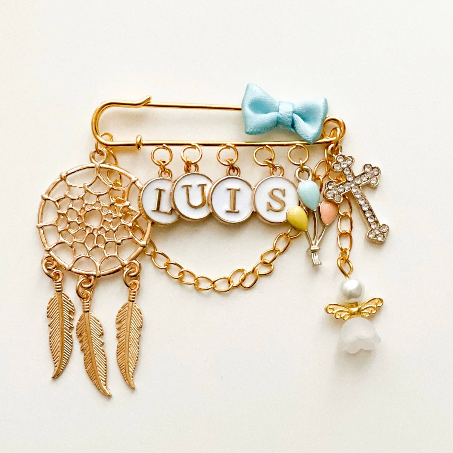 Anstecknadel Mit 8 Charms, Kinderwagen Pin, Baby Brosche, Mädchen, Junge, Babyshower, Zur Geburt, Personalisiertes Geschenk von MamaDoBlessings