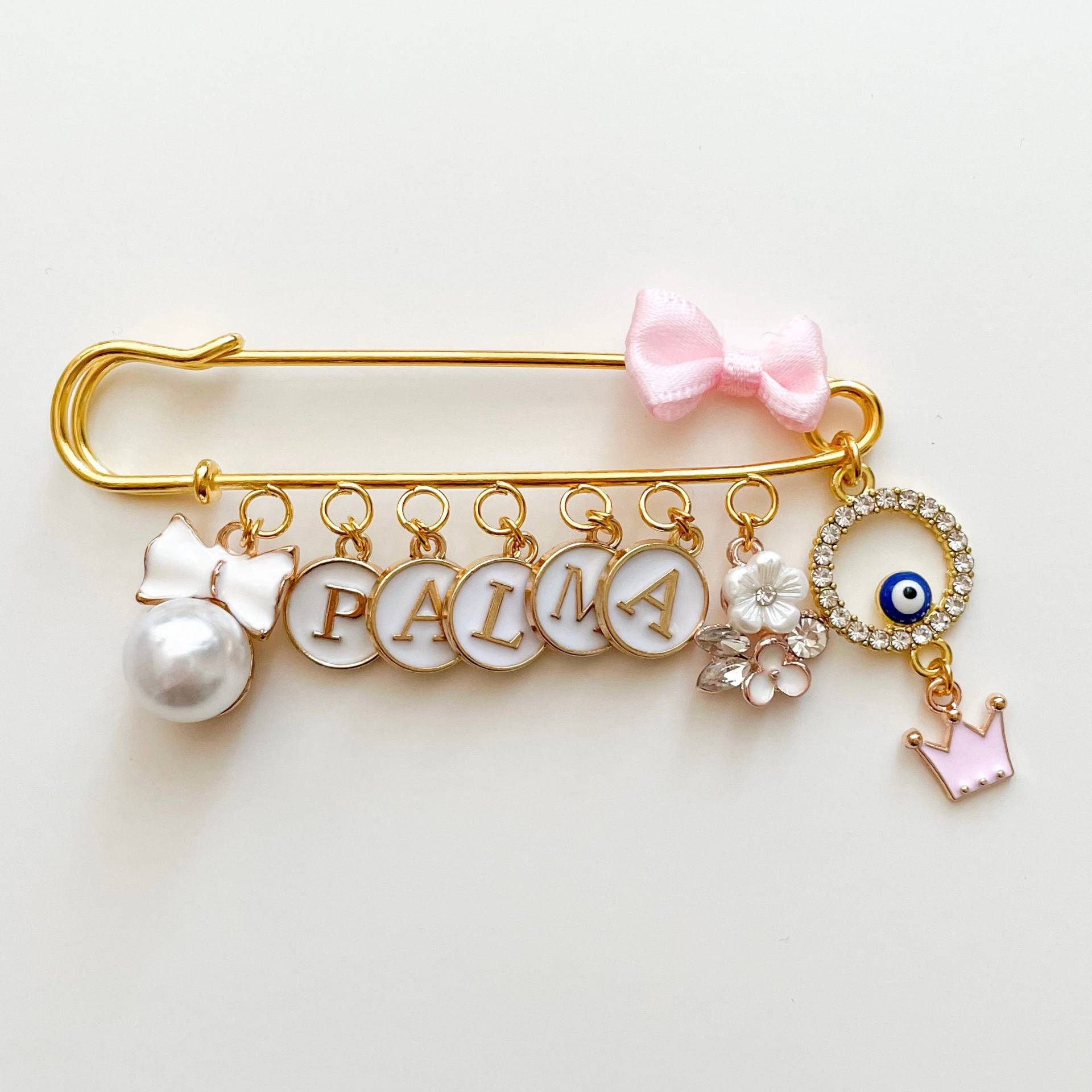 Anstecknadel Mit 9 Charms, Kinderwagen Pin, Baby Brosche, Mädchen, Junge, Babyshower, Zur Geburt, Personalisiertes Geschenk von MamaDoBlessings