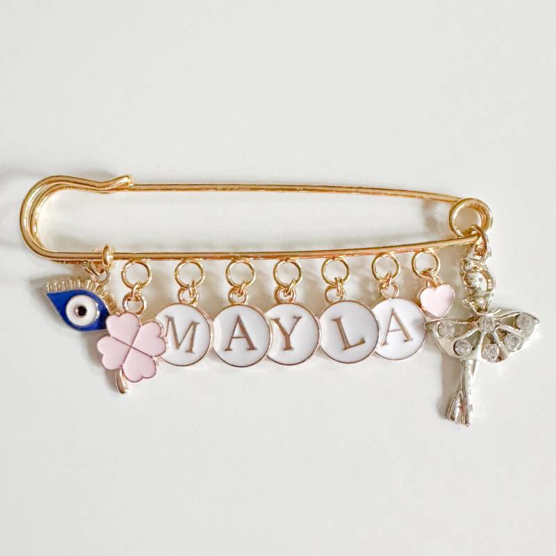 Anstecknadel Mit 9 Charms, Kinderwagen Pin, Baby Brosche, Mädchen, Junge, Babyshower, Zur Geburt, Personalisiertes Geschenk von MamaDoBlessings