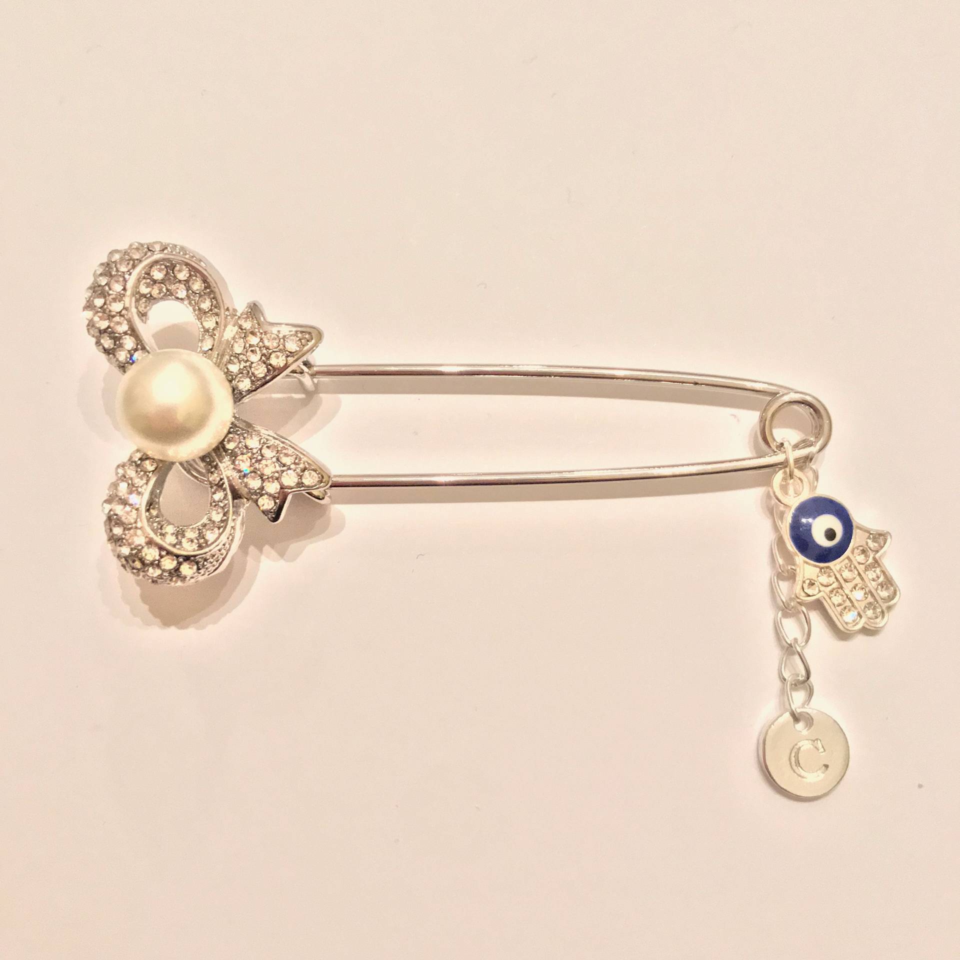 strassnadel Schleife Mit 2 Charms, Kinderwagen Pin, Baby Brosche, Mädchen, Junge, Babyshower, Geburt, Personalisiertes Geschenk von MamaDoBlessings