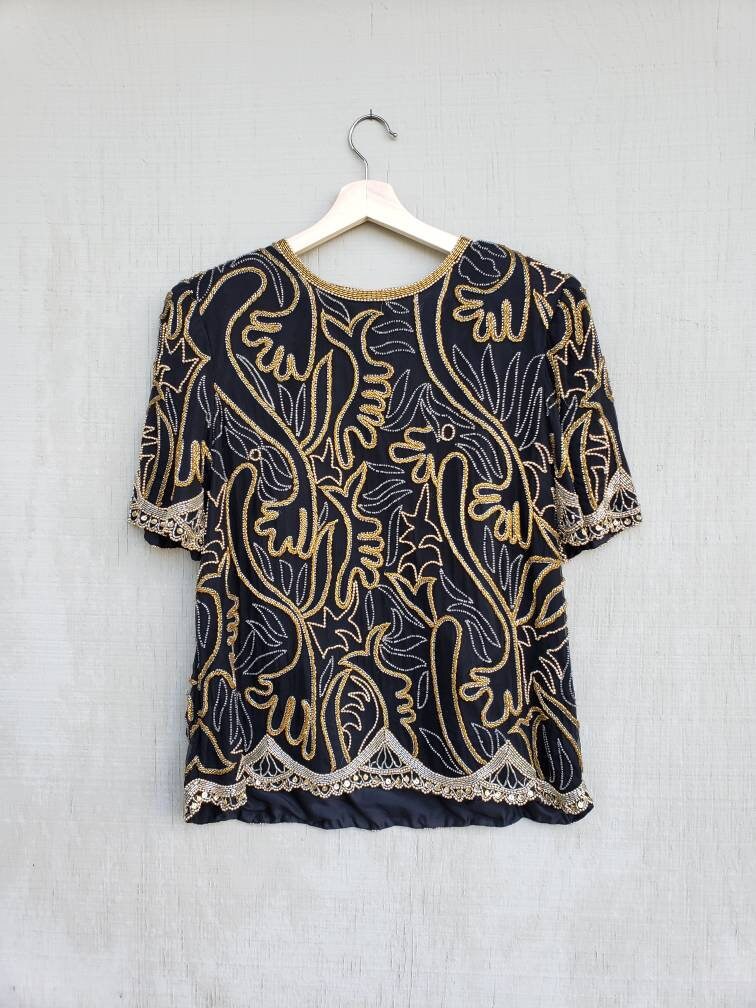 Vintage Ende 80Er Pailletten-Seidentop Von Laurence Kazar | Größe L Vintage Ende 80Er Pailletten-Seidentop Von Laurence Kazar | Größe L von MamaVava
