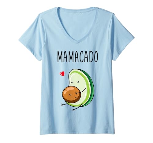 Damen Mamacado Avocado Schwangere Mama Schwangerschaft AVO T-Shirt mit V-Ausschnitt von Mamacado Avocado Pregnant Mom Pregnancy Avo