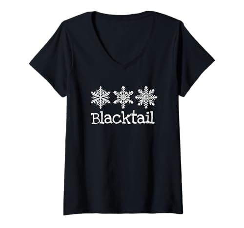 Damen Blacktail Mountain Montana Snowflakes Ski Skifahrer Skifahren T-Shirt mit V-Ausschnitt Damen Blacktail Mountain Montana Snowflakes Ski Skifahrer Skifahren T-Shirt mit V-Ausschnitt von Mamaknows Blacktail Mountain Montana