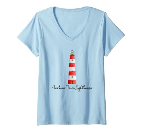 Damen Leuchtturm von Harbour Town, Hilton Head, South Carolina T-Shirt mit V-Ausschnitt Damen Leuchtturm von Harbour Town, Hilton Head, South Carolina T-Shirt mit V-Ausschnitt von Mamaknows Harbour Town Lighthouse
