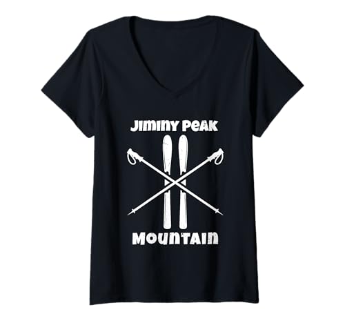 Damen Jiminy Peak Mountain Skier Down Hill Alpin Ski Ski Ski T-Shirt mit V-Ausschnitt Damen Jiminy Peak Mountain Skier Down Hill Alpin Ski Ski Ski T-Shirt mit V-Ausschnitt von Mamaknows Jiminy Peak Mountain