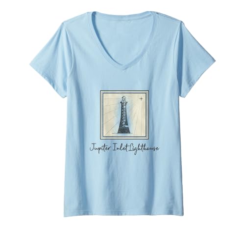 Damen Jupiter Inlet Leuchtturm Florida Maritim Nautische Geschichte T-Shirt mit V-Ausschnitt Damen Jupiter Inlet Leuchtturm Florida Maritim Nautische Geschichte T-Shirt mit V-Ausschnitt von Mamaknows Jupiter Beach Florida