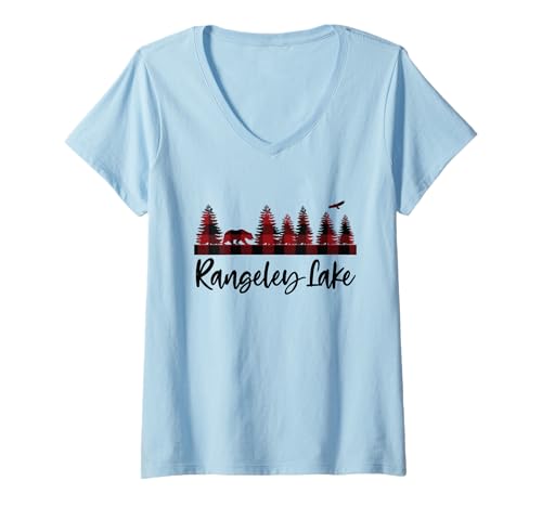 Damen Rangeley Lake Maine Forest Woods Bär Camping Wildnis T-Shirt mit V-Ausschnitt von Mamaknows Rangeley Lake State Park Maine