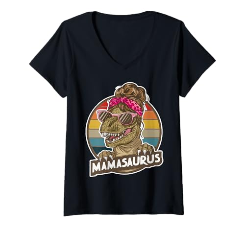 Damen Niedliche Mamasaurus Mamasaurus Mama für Muttertag T-Shirt mit V-Ausschnitt Damen Niedliche Mamasaurus Mamasaurus Mama für Muttertag T-Shirt mit V-Ausschnitt von Mamasaurus Mama Love Dog Family Matching Design!