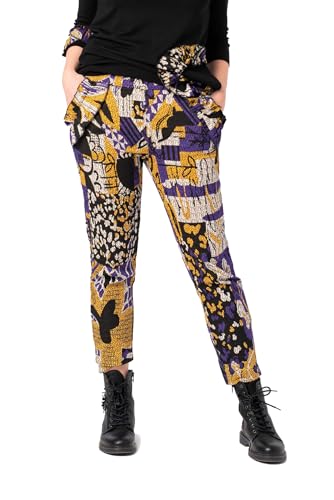 Mamatayoe Colorito. Lange Bedruckte Hose für Damen in Schwarz, Lila und Gelb für Herbst Winter. Gerade Anzughose mit elastischem Bund und Seitentaschen. Größe XXL Mamatayoe Colorito. Lange Bedruckte Hose für Damen in Schwarz, Lila und Gelb für Herbst Winter. Gerade Anzughose mit elastischem Bund und Seitentaschen. Größe XXL von Mamatayoe