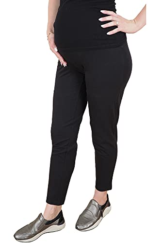 Mamatoto Schwangerschaftshose, weiche Stretch-Baumwolle, Schwangerschafts-Loungewear, verstellbare Taille, Schwarz , 44 von Mamatoto