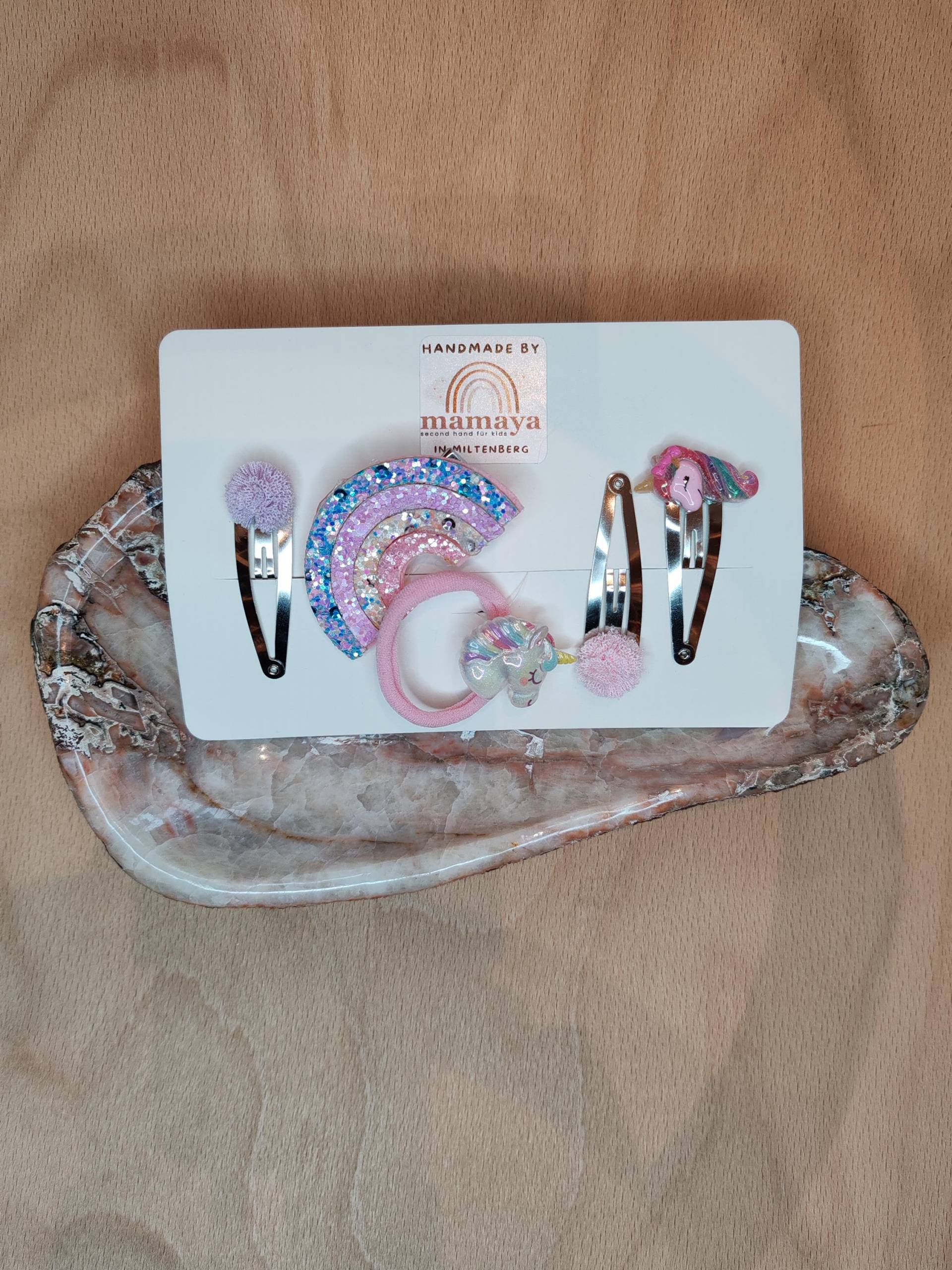 Handgemachtes Haar Set - Einhorn Pastellfarben Verspielt Süß Zart Handmade Perfekt Als Geschenk Geburtstag Weihnachten von MamayaMiltenberg