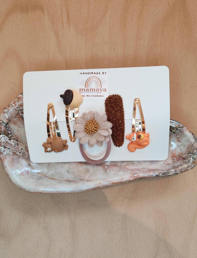Handgemachtes Haar Set - Herbst Set- Braun & Beige Handmade Perfekt Als Geschenk Geburtstag Weihnachten Hazel von MamayaMiltenberg