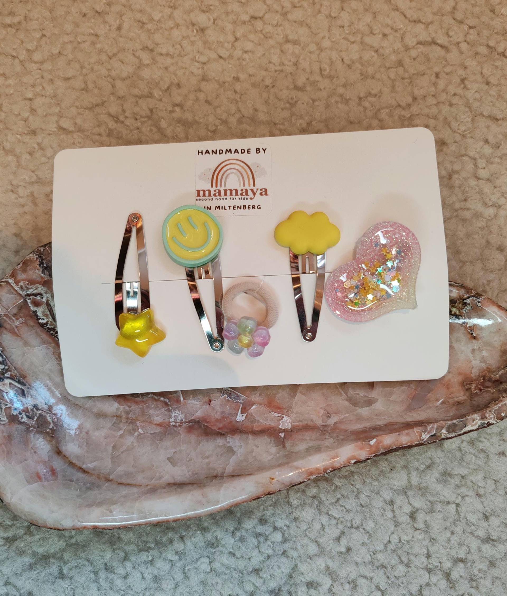 Handgemachtes Haar Set Marie - Stern Smiley Blume- Wolke Niedlich Handmade Perfekt Als Geschenk Geburtstag Weihnachten von MamayaMiltenberg