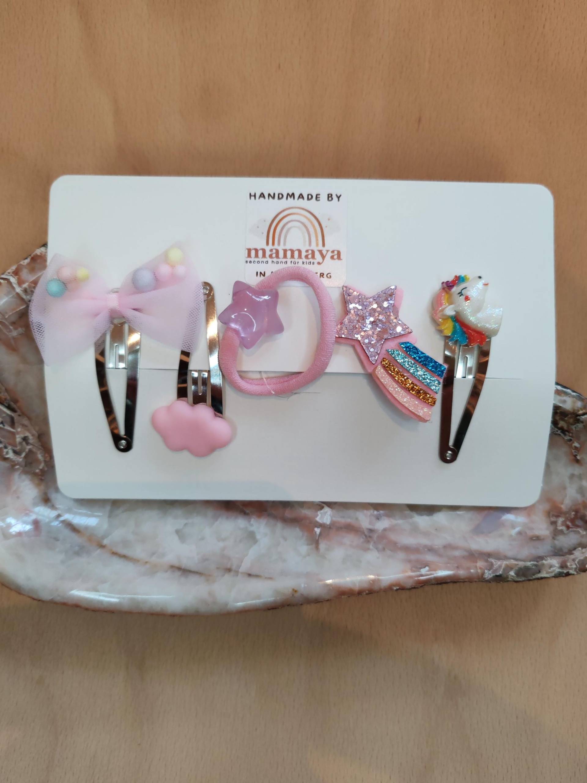 Handgemachtes Haar Set Neele - Stern Schleife Regenbogen Einhorn Handmade Perfekt Als Geschenk Geburtstag Weihnachten von MamayaMiltenberg