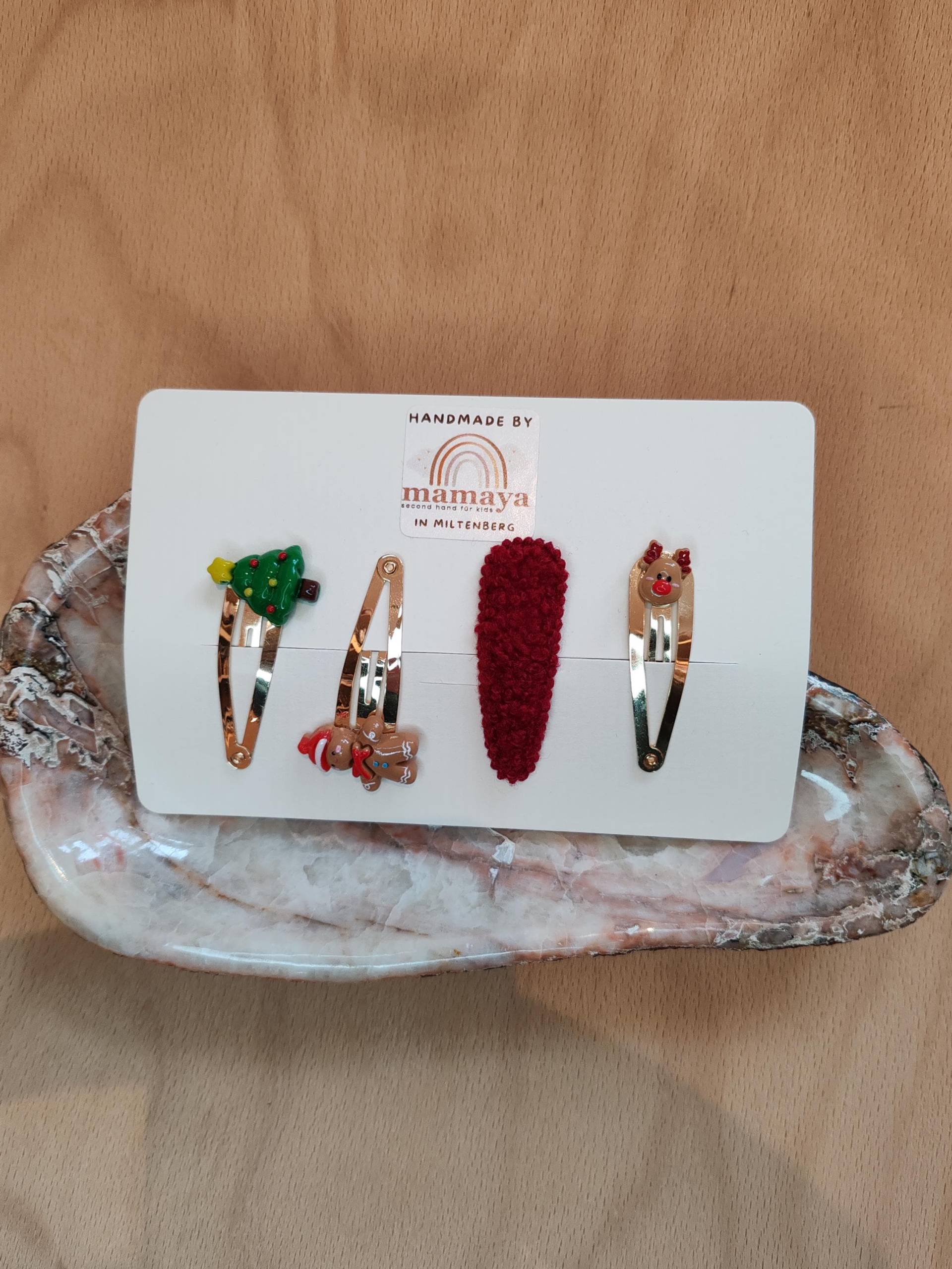 Handgemachtes Haar Set Pauline - Weihnachtlich Gold Tannenbaum Rudolph -Handmade Perfekt Als Geschenk Geburtstag Weihnachten von MamayaMiltenberg