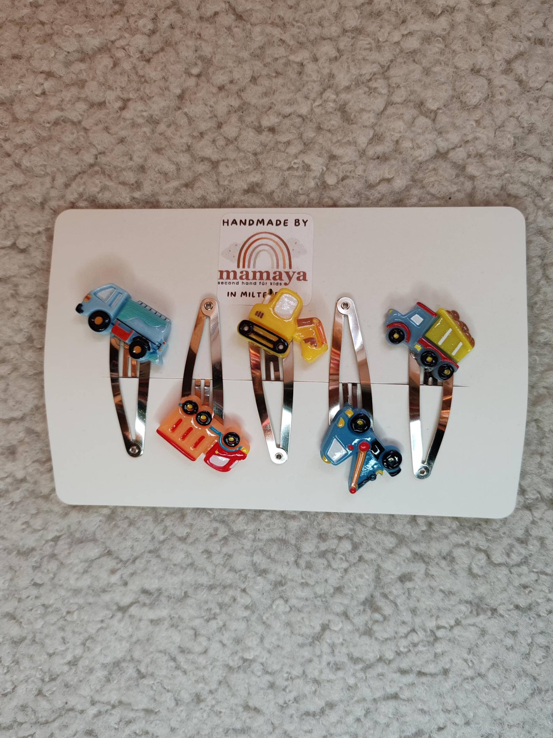 Handgemachtes Haar Set Titus - Jungs Bagger Autos Fahrzeuge Kran -Handmade Perfekt Als Geschenk Geburtstag Weihnachten von MamayaMiltenberg